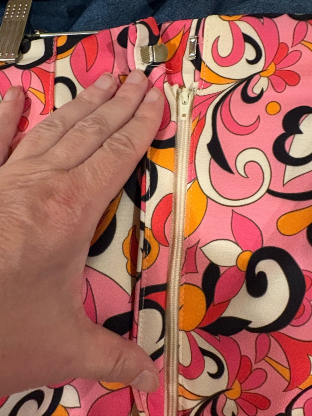 Zara paisley retro 70s print pants trousers sz XL pink - Picture 5 of 8